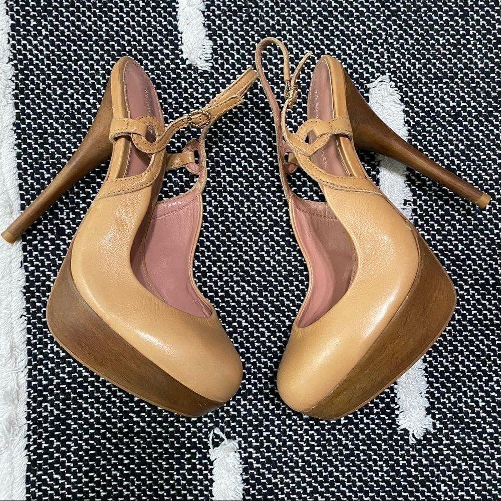KG by Kurt Geiger Wood Round Toe Sling Back Stiletto Heels SIZE 8